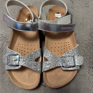 Geox Silver Sandals with Buckle on Velcro-36